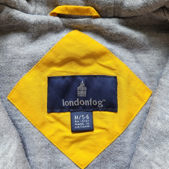 London Fog Jersey Lined Hooded Windbreaker Jacket - Yellow/Blue - M - EUC - Picture 6 of 6
